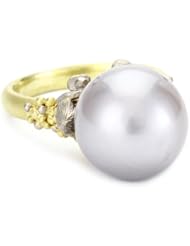 Vibes "Fairytale" 18 Karat White and Yellow Gold South Sea Pearl Ring, Size 6