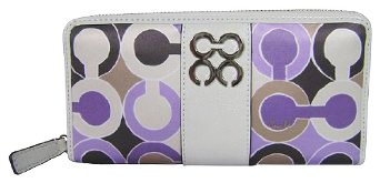 Coach Julia Signature Op Art Scarf Print Zip Around Wallet Lilac