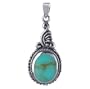 .925 Sterling Silver Oval Shaped Reconstituted Turquoise Vintage Style 32mm x 13mm Pendant Charm