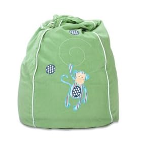 Cocoon Couture Mini Monkey Kids Bean Bag Cover, Blue Monkey on Green