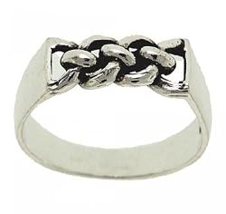 Twisted Rolo Fancy Ring in Solid Sterling Silver 925