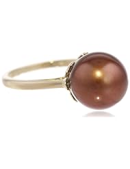 14k Yellow Gold 10-10.5mm Chocolate Freshwater Cultured Pearl Solitaire Ring, Size 5