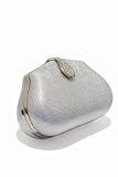 Silver Leather Evening Bag Austrian Crystal Clasp