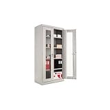 Alera 80417 36 by 18 by 72-Inch Storage Cabinet with See-Thru Mesh Doors with 4 Shelves, Light Gray