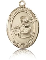 Free Engraving Included Medal-14k Gold St. Saint Thomas Aquinas Medal 3/4" 8108KT w/o Chain w/Box Patron Saint of Catholic Schools/Students