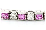 14K White Gold 4.65cttw. Pink Sapphire & Diamond Bracelet