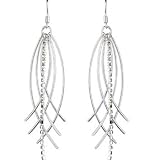 Silver Toned SLINKY RHINESTONE DROP Earrings