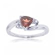 Garnet & Diamond Ring in White Gold Trillion Cut & Size 7