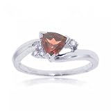Womens White Gold Ring with Trillion Garnet & Diamonds