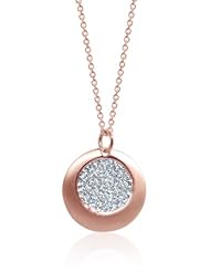 Alex Woo "Lucia" Diamond and 14k Rose Gold Small Disc Pendent, 16"