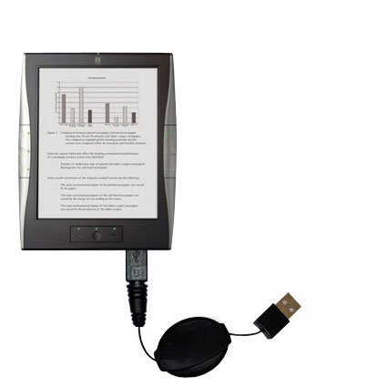 Retractable USB Cable for the iRex Digital Reader 1000 with Power Hot Sync and Charge capabilities - uses Gomadic TipExchange Technology
