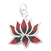 Small Lotus Flower Pendant with Red and Black Finish in Sterling Silver, #8220