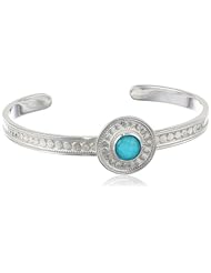 Anna Beck Designs "Gili" Sterling Silver Wire Rimmed Skinny Turquoise Disk Cuff Bracelet, 7.5"