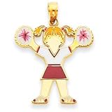 14k Gold Enameled Girl Cheerleader Pendant