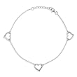 Sterling Silver Triple Heart Anklet Ankle Bracelet
