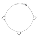 Sterling Silver Triple Heart Anklet Ankle Bracelet