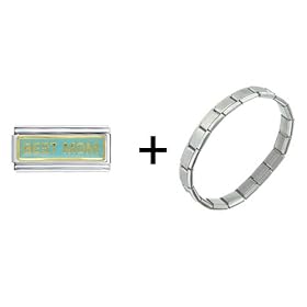 Click here to buy Aqua Best Mom Superlink Italian Charm Bracelet by Pugster.