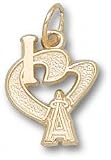Los Angeles Angels of Anaheim Solid 10K Gold ''I Heart A'' 1/2'' Pendant