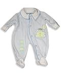 Beyond Basics Kids - Preemie Baby Boys Long Sleeved Velour Coverall, Lt. Blue/White