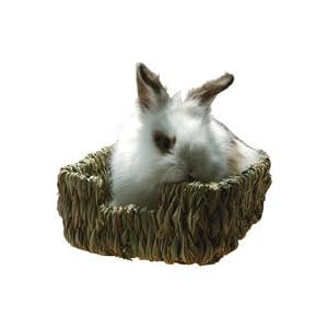 Grass Pet Bed A nice little bed for your bunny made of woven grass. Great for giving your pet rabbit a place to relax, where it can still have a good overview of everything going on.