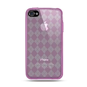 Flexi Gel SKin TPU PINK With CHECKERED PLAID Design Sleeve Glove Soft Cover Case for APPLE IPHONE 4 4Gs 4S (ATT/VERIZON) [WCF452]