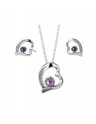 XiangGang ShaoGi 18k White Gold, Round Diamond Ball Fashion Sets, White And Purple - 18 inch