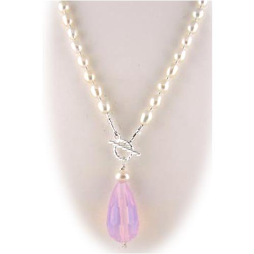 Click here to buy Pink Opalite Lariat Briolette Pearls Necklace 942.