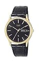 Citizen Men's Gold-Tone Black Leather Watch #BK3302-08E