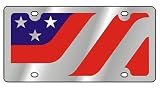 American Flag Caricature - License Plate - Stainless Style