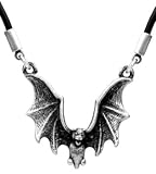Solid Pewter Bat Pendant / Cord Necklace Vampire