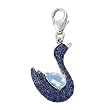 14K White Gold Blue Topaz and Sapphire Swan Charm with Ruby Accents