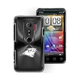 HTC EVO 3D Black Aluminum Plated Hard Back Plastic Case Carolina Panthers