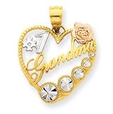 14k Gold Yellow & Rose Gold w/Rhodium #1 Grandma Heart Pendant