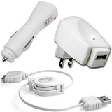 3.5 AUX+USB Cable+Wall+Car Charger For iPhone 3G S 3GS