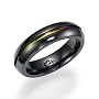 Rounded Black Titanium Ring with Rainbow Cutout