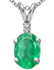 Tommaso Design (tm) Oval 8x6mm Genuine Emerald Pendant