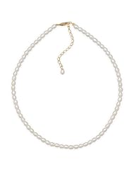 13"+2" 14/20 Gold Filled Cultured Freshwater Rice Pearl Womens Necklace