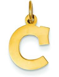 14K Yellow Gold Small Block Intial Letter C Charm