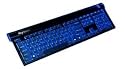 Keysonic Full Size Low-Profile Keyboard With Integrated 2 Port USB 1.1 Hub. Blue Keypad Illumination (On/ Off). USB Connection.