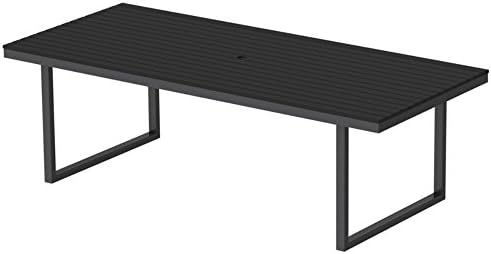 elan furniture Kinzie Outdoor Dining Table, Made with Recycled HDPE Sahara Sand Slats, 96 by 42-Inch, Loft White Frame