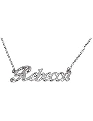 Name Necklaces Rebecca - Personalized Necklace White Gold Plated 18K, Belcher Chain, 2mm Thick