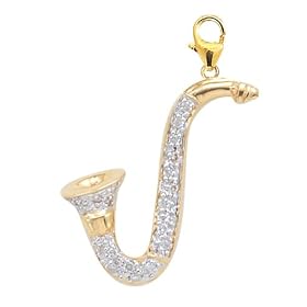 Buy 14k Gold Diamond Saxophone Charm (1 10 cttw) made by Amazon.com Collection now!