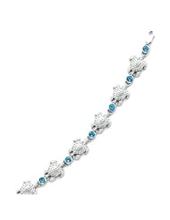 Sterling Silver Turtle Bracelet with Blue Topaz Center Stones