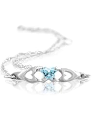 Bfly Cz Birthstone Bracelet W/Box 14K White March 19800
