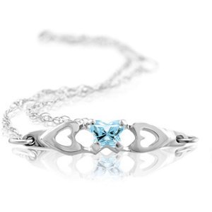 Genuine IceCarats Designer Jewelry Gift 10K White Gold Bfly Cz Birthsto Brc W/Box. March Brc W/Box Bfly Cz Birthsto Brc W/Box In 10K White Gold