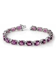 Genuine 22.6 ctw Amethyst Bracelet 10K White Gold