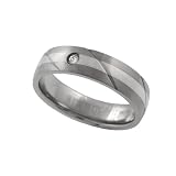Titanium & Sterling Silver Ring w/ .05 CTW Diamond Chip