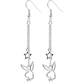 Officially Licensed PLAYBOY Silver Plated RABBIT HEAD STAR Dangle Earrings