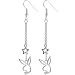 Officially Licensed PLAYBOY Silver Plated RABBIT HEAD STAR Dangle Earrings