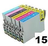 2 Full sets + 3 extra black, 801-806..... 15 compatible ink cartridges, fits epson printers R265, R285, R360, RX560, RX585, RX685, P50 PX650 PX700W PX710W PX800FW PX810FW  New latest chip high capacity ink cartridges.